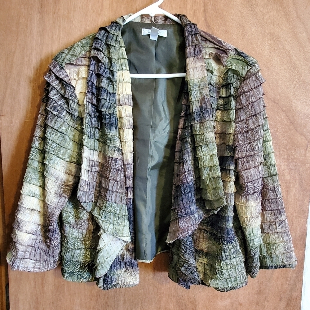 DRESSBARN OPEN DINNER JACKET. COVER UP. OFFICE. SZ XL. PURPLE GREEN - Picture 1 of 7